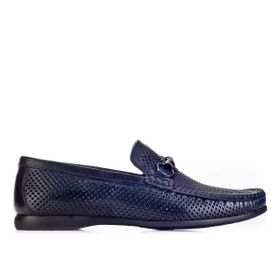 Cabani 167M098F Lazer Detaylı Toka Aksesuarlı Hakiki Deri Lacivert Erkek Loafer Ayakkabı