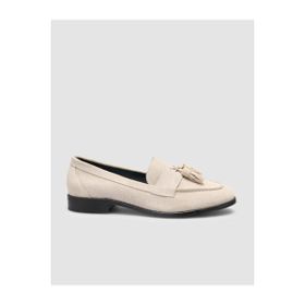 Cabani 2401 Hakiki Deri Bej Süet Kadın Loafer Ayakkabı