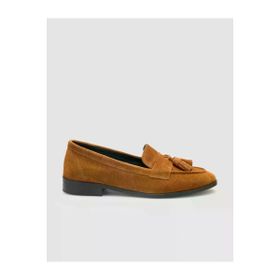 Cabani 2401 Hakiki Deri Taba Süet Kadın Loafer Ayakkabı
