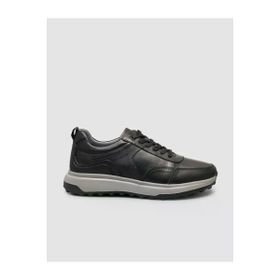 Cabani 2502 Hakiki Deri Bağıcıklı Siyah Erkek Sneaker
