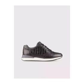Cabani 310M548 Croco Baskılı Hakiki Deri Siyah Bağcıklı Erkek Spor Ayakkabı