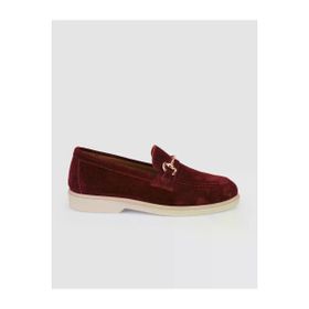 Cabani 314-3 Hakiki Deri Bordo Süet Kadın Loafer Ayakkabı
