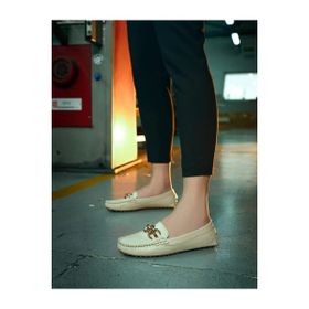Cabani 4954 Hakiki Deri Bej Tokalı Kadın Loafer Ayakkabı