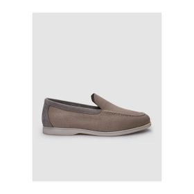 Cabani 572B1728 Triko Bej Hakiki Deri Detaylı Erkek Loafer Ayakkabı