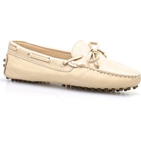 Cabani 6026 Kauçuk Tabanlı Hakiki Deri Bej Kadın Loafer Ayakkabı
