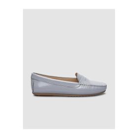Cabani 6166-1250 Hakiki Deri Gri Rugan Kadın Loafer Ayakkabı