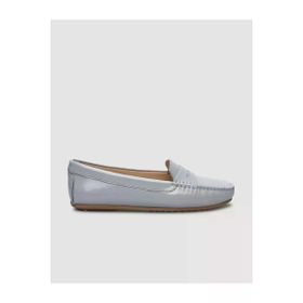 Cabani 6166-1250 Hakiki Deri Gri Rugan Kadın Loafer Ayakkabı