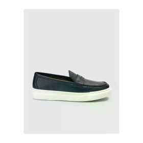 Cabani 656M1814 Hakiki Deri Lacivert Bantlı Erkek Loafer Ayakkabı