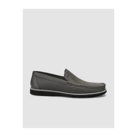 Cabani 8529 Hakiki Deri Gri Erkek Loafer Ayakkabı