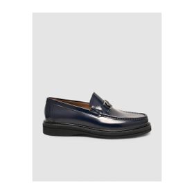 Cabani 8916 Hakiki Deri Lacivert Metal Tokalı Erkek Loafer Ayakkabı