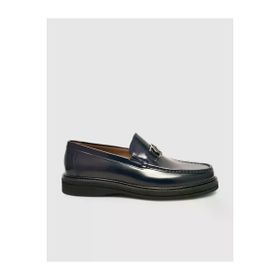 Cabani 8916 Hakiki Deri Lacivert Metal Tokalı Erkek Loafer Ayakkabı