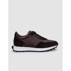 Cabani Bağcıklı Kahverengi Hakiki Deri Erkek Sneaker Ayakkabı
