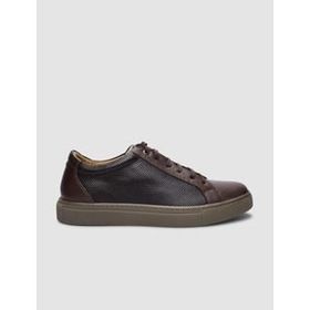 Cabani Bağcıklı Kahverengi Hakiki Deri Erkek Sneaker Ayakkabı