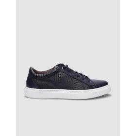 Cabani Bağcıklı Lacivert Deri Beyaz Taban Erkek Sneaker Ayakkabı