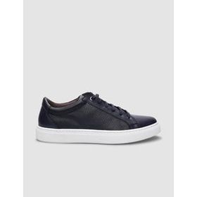 Cabani Bağcıklı Lacivert Deri Beyaz Taban Erkek Sneaker Ayakkabı