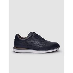Cabani Bağcıklı Lacivert Deri Beyaz Taban Erkek Sneaker Ayakkabı