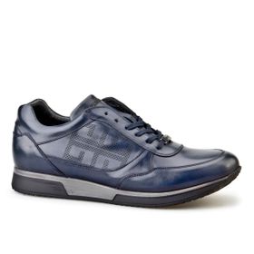 Cabani Bağcıklı Lacivert Hakiki Deri Erkek Sneaker Ayakkabı