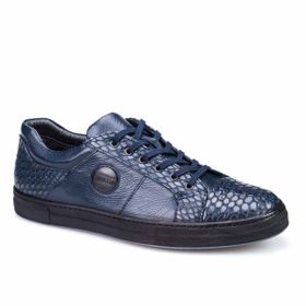 Cabani Bağcıklı Lacivert Hakiki Deri Erkek Sneaker Ayakkabı