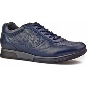 Cabani Bağcıklı Lacivert Hakiki Deri Erkek Sneaker Ayakkabı