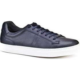 Cabani Bağcıklı Lacivert Hakiki Deri Erkek Sneaker Ayakkabı