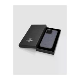 Cabani iPhone 13 Pro Max Lacivert Hakiki Deri Unisex Telefon Kılıfı