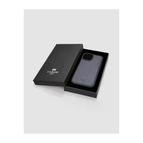 Cabani iPhone 15 Lacivert Hakiki Deri Unisex Telefon Kılıfı