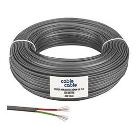 Cable Cable 100 mt Flat Gri İkili Köken Telefon Kablosu