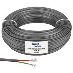 Cable Cable 100 mt Flat Gri İkili Köken Telefon Kablosu