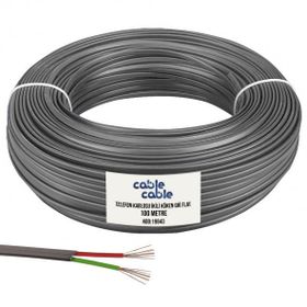 Cable Cable 100 mt Flat Gri İkili Köken Telefon Kablosu