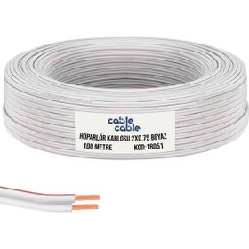 Cable Cable 2x0.75 Beyaz 100 mt Kordon Hoparlör Kablosu