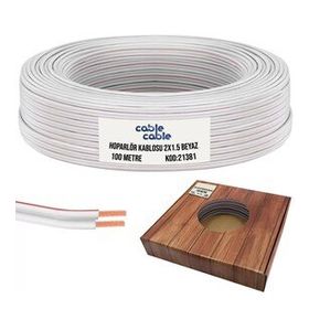 Cable Cable Kordon 2x1.5 Beyaz Kutulu 100 mt Hoparlör Kablosu