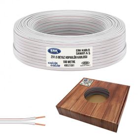 Cable Cable Kordon 2x1.5 Beyaz Kutulu 100 mt Hoparlör Kablosu