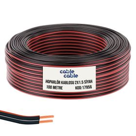 Cable Cable Kordon 2x1.5 Siyah 100 mt Hoparlör Kablosu