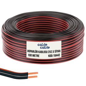Cable Cable Kordon 2x2.5 Siyah 100 mt Hoparlör Kablosu
