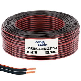 Cable Cable Kordon 2x2.5 Siyah 100 mt Hoparlör Kablosu
