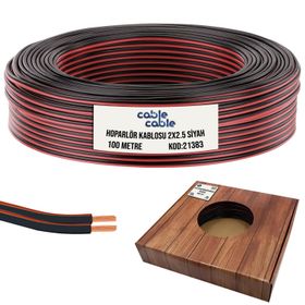 Cable Cable Kordon 2x2.5 Siyah Kutulu 100 mt Hoparlör Kablosu