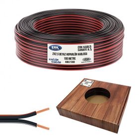 Cable Cable Kordon 2x2.5 Siyah Kutulu 100 mt Hoparlör Kablosu