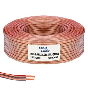 Cable Cable Kordon Şeffaf 2x1.5 cm 100 mt Hoparlör Kablosu