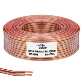 Cable Cable Kordon Şeffaf 2x1.5 cm 100 mt Hoparlör Kablosu