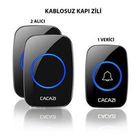 CACAZI 2 Alıcılı Kablosuz Uzaktan Kumandalı Led Kapı Zili
