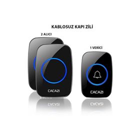 CACAZI 2 Alıcılı Kablosuz Uzaktan Kumandalı Led Kapı Zili