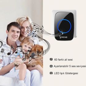 CACAZI 2 Alıcılı Kablosuz Uzaktan Kumandalı Led Kapı Zili