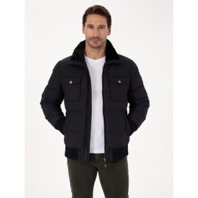 Cacharel 50308843-VR033 Lacivert Yakası Kürklü Dolgulu Erkek Mont