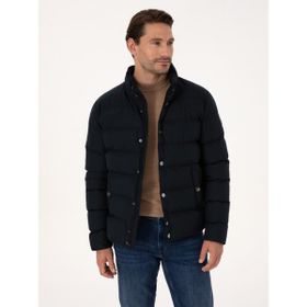 Cacharel 50319254-VR033 Lacivert Geniş Kapitone Kapüşonlu Erkek Mont