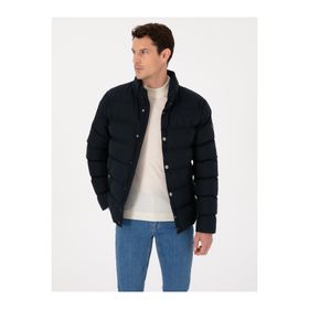 Cacharel 50319254-VR033 Lacivert Geniş Kapitone Kapüşonlu Erkek Mont