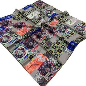 Cacharel 7204313-951 Taş-Yeşil Etnik Desen Tivil İpek Eşarp