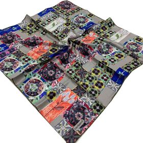 Cacharel 7204313-951 Taş-Yeşil Etnik Desen Tivil İpek Eşarp