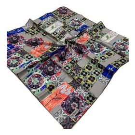 Cacharel 7204313-951 Taş-Yeşil Etnik Desen Tivil İpek Eşarp