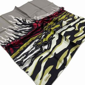 Cacharel 7825313-951 Yeşil-Siyah Zebra Desen Tivil İpek Eşarp