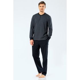 Cacharel Füme S Erkek Jakarlı Noktalı Patlı Pijama Takım